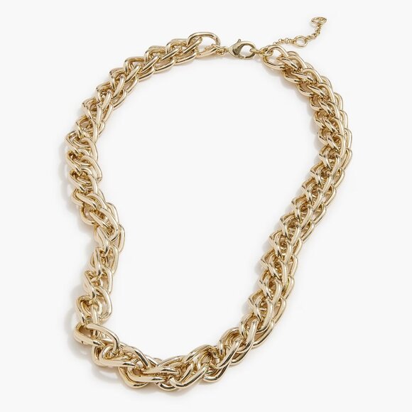 Signed J. CREW Gold Tone Gold statement necklace, 18" - Picture 1 of 8